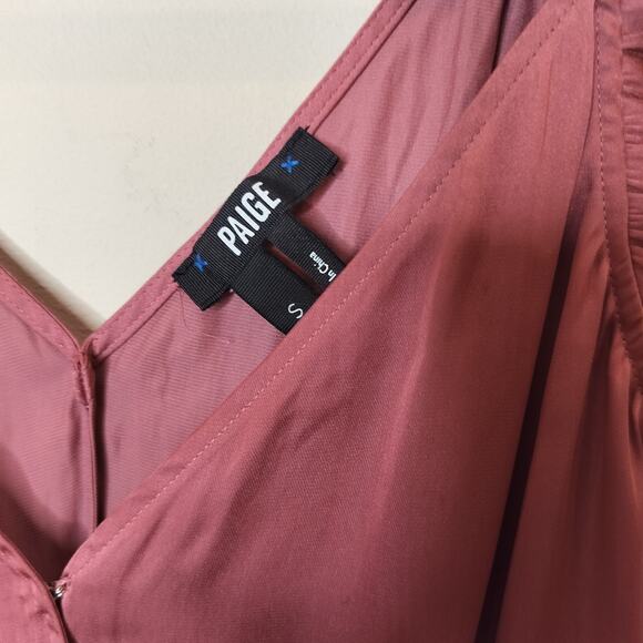 Paige Pink Satin Bodysuit Flutter Sleeve - Picture 6 of 10